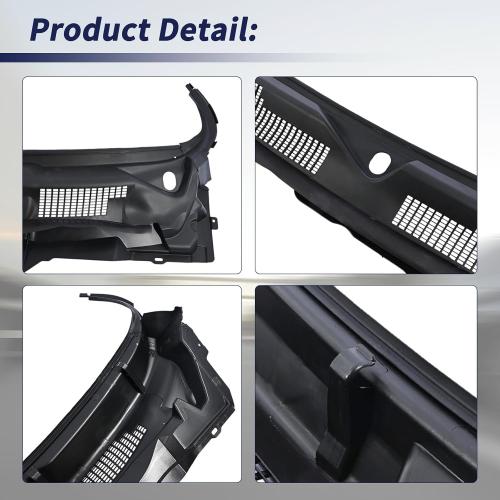 Windshield Wiper Cowl Panel Grille w/Window Trim Molding Compatible with Dodge Ram 1500 2500 3500 2009-2018,1500 Classic 2019-2024 Cowl Top Panel Replace 55112305AD 55112305AB 55112305AC