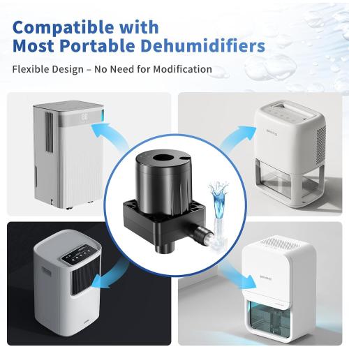 Upgraded Smart Automatic Small Water Pump for Dehumidifier, 15FT Drain Lift, Large Volume, Low Noise, Perfect for Basement Use, Compatible with Most Portable Dehumidifiers