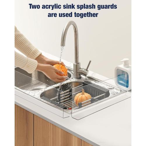 Acrylic Sink Splash Guard, Highly Transparent Fixed Splash Guard for Kitchen Island & Bathroom（23.6L x 1.6W x 4.7H）