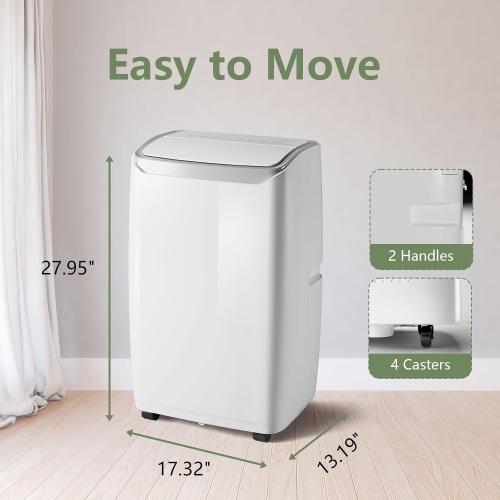 12,000 BTUs Portable Air Conditioner, 3-In-1 Portable.  Dehumidifier & Fan Modes, Digital Display, Quiet Freestanding AC for Home, Office, Bedroom