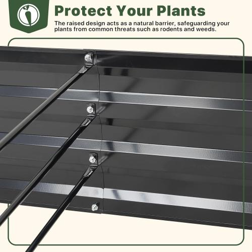 DTIG Galvanized Raised Garden Bed with Trellis, 6×3×1 FT 2 Pack Outdoor Garden Bed, Upgraded 4×3 Support, Black