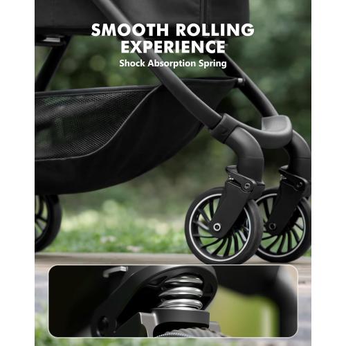 Pet Stroller for Small Dogs and Cats, One-Click Foldable Dog Stroller with Detachable Carrier & 3 Safety Tethers, Holds up to 33 lbs, Storage Basket & Cup Holder, Breathable Mesh, Black
