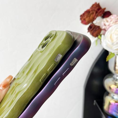 Caseative for iPhone 13 Case,Water Ripple Pattern Curly Wave Frame Soft Phone Case (Wine Red)