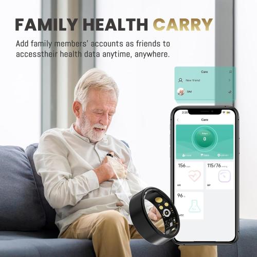 Smart Ring for Women Men, Health Tracker with Heart Rate, Blood Oxygen, Blood Pressure, Sleep Monitor, Step Counting, IP68 Waterproof Fitness Ring, No App Fees for iPhone & Android