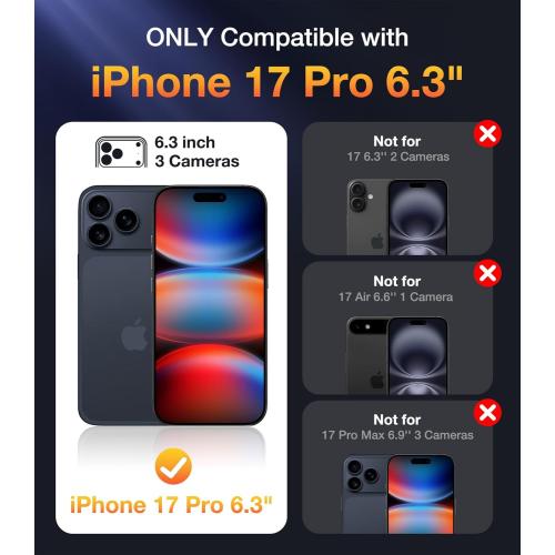 Diaclara Magnetic Designed for iPhone 17 Pro Case Full Body Bumper,[Compatible with MagSafe] Military Drop Proof Cover with Built-in Touch Sensitive Anti-Scratch Screen Protector,Deep Blue