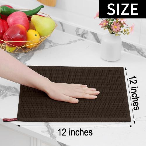 Homaxy 100% Cotton Waffle Weave Kitchen Dish Cloths, 3-Pack, Dark Brown