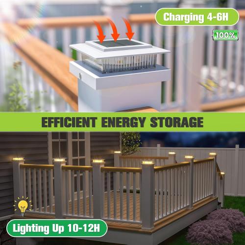 Post Cap Lights 12pack, 4x4 Deck Fence Post Solar Lights Outdoor with Warm White Lighting,White Waterproof Solar Post Lights for Vinyl/Wood Posts to Decorate Fence, Deck,Garden, Patio