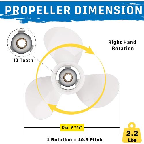 664-45945-00-EL 9 7/8x10 1/2 F Boat Propeller for Yamaha 20/25/30HP