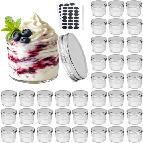 Accguan 4oz Glass Jars With Lids(Silver),Mason Jars,Ideal For Honey,Jam,Wedding Favor,DIY Magnetic Mini Spice Jars For Kitchen,Set of 40