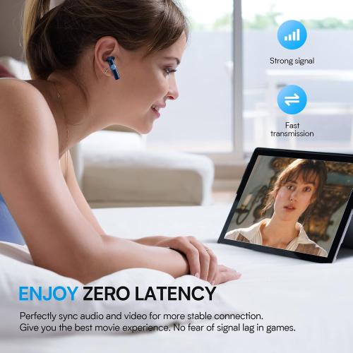 BEBEN Wireless Earbuds Bluetooth Headphones, Touch Control Stereo Sound Bluetooth Earbuds with Mic, 35H Playtime Waterproof Wireless Ear Buds with Type C Charging Case for iPhone Android (Blue)