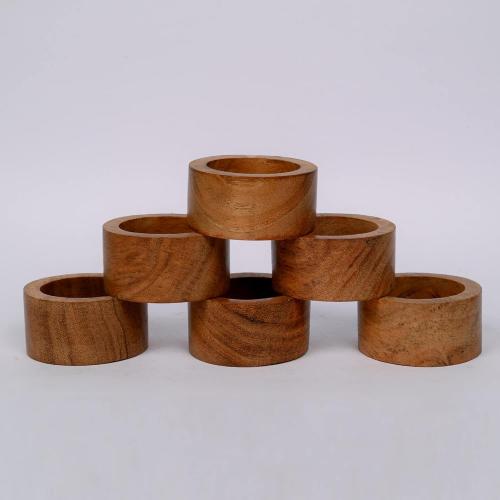 SAMHITA Handmade Acacia Wood Napkin Ring Set of 12 for Dining, Anniversary, Birthday, Christmas | Napkin Ring for Home and Kitchen Décor