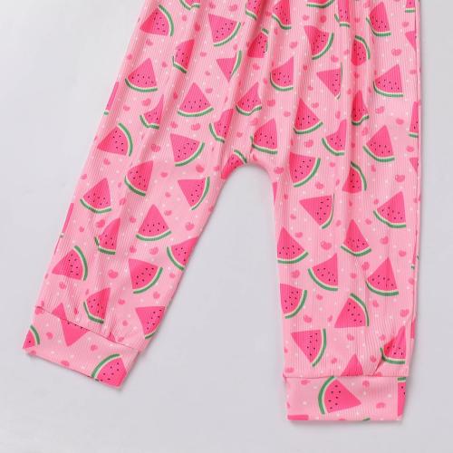 ODASDO Baby Girls Strawberry/Watermelon Printed Spaghetti Straps Jumpsuit Overalls Playsuit One-piece Leg Rompers