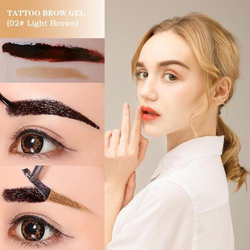 Peel Off Tattoo Eyebrow Gel Set, Natural Color Eye-Brow Gel Long-Lasting Waterproof Eyebrow Tattoo, Easy Peel Off Eyebrow Brow Tattoo Makeup -Up To 3 Days (Light Brown)