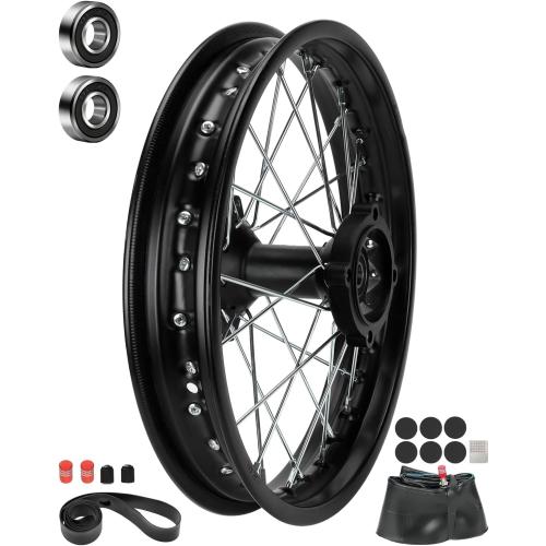 Size 1.85x14 Rear Wheel Rim and 12mm Bearings Strip Kit fit 90/100-14 3.00-14 14 Inch Dirt Pit Bike Tire KLX125 KX85 TTR125 YZ80 RM80 Taotao DB17 SR150 DR90 Apollo 125 Motorcycle Parts (15mm Axle)