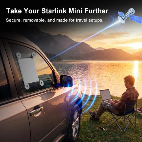 Starlink Mini Mount – Starlink Mini Car Mount Suction Cup Holder for Sunroof & Window, Strong Vacuum Base, Starlink Mini Accessories for RV, Boat, Truck (Black) (Black)