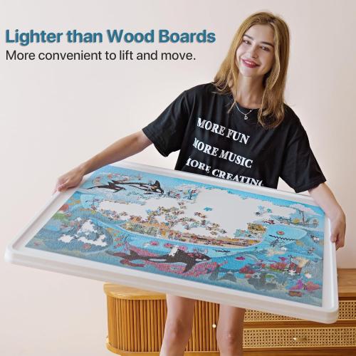 1500 Pieces Rotating Plastic Puzzle Board with Drawers and Cover, 35x27 Portable Spinning Jigsaw Puzzle Table for Adults, Upgraded Lazy Susan, Ideal Gift for Mum