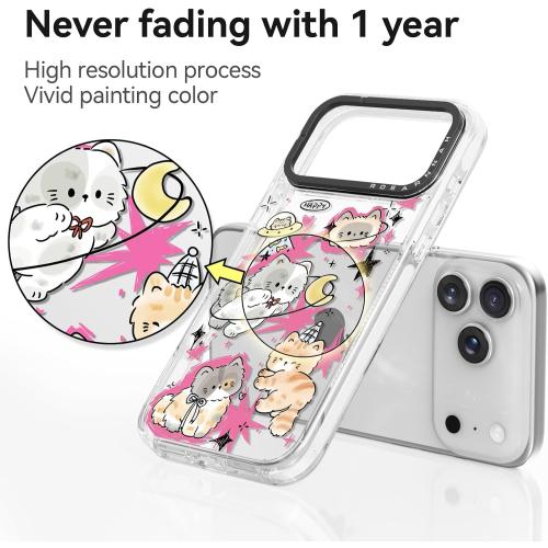 Rosarnnah for iPhone 17 Pro Case Cute - Durable Shockproof 6.6 ft Drop Impact Phone Case - Funny Space Kitty Cat Design (6.3) Clear