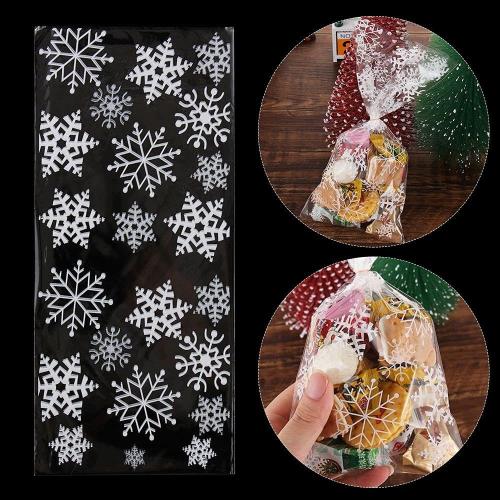 50PCS Snowflake Pouches Cellophane Cookie Baking Packaging Pouch Christmas Candy Bags for Party Supplies