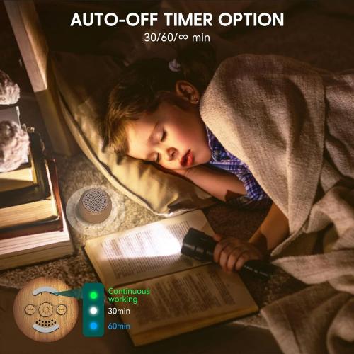 Babelio White Noise Sound Machine for Adults Kids Baby, Mini, 15 Non-looping Sounds, Timer, Memory Function, Easy to Pocket and Travel Wood 2 Pack