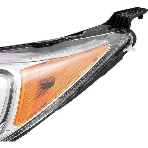 Pair Headlights Assembly With Bulbs For 2014-2019 Ford Fiesta S SE ST Sedan Hatchback Halogen Replacement Front Headlamps Chrome Housing Amber Reflector Clear Lens(LH&RH)
