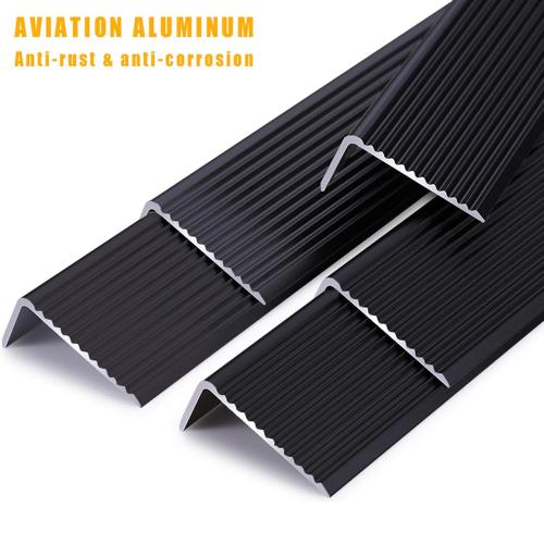 10 Pcs 36in x1.2in Stair Edge Protector,Aluminum Alloy L-Shaped Non-Slip Metal Stair Nosing,Indoor Outdoor Waterproof Tread Stair Nose Molding Stair Edging Stair Edge Trim (3Ft,Black,10 Pcs)