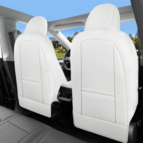 Custom Fit Tesla Model Y Seat Cover 7 Seaters Fully Wrapped Front and Semi-Wrapped Third Row (White-3 Rows)