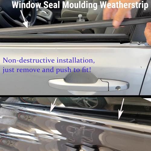 4Pcs Car Window Weather Stripping Molding Trim Seal Belt KitCompatible with Dodge Ram 1500 2500 3500 4500 5500 Crew Cab 2009-2023, Replaces OEM# 55112376AH 55112377AH 55372138AH 55372139AH