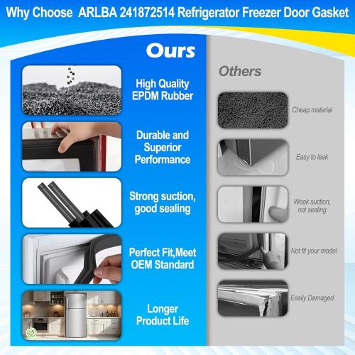 UPGRADE 42.13x28.3 242193214 Refrigerator Fresh Food Door Gasket Replacement Compatible with Frigidaire Kenmore and Crosley Refrigerator Door Seal Replaces 3016410 AP5688453 PS7784010 EAP7784010