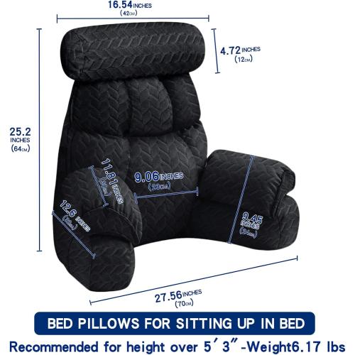 Back Pillow for Bed Sitting Up: Reading Pillow Height Armrest-Bed Pillow for Sitting up & TV Pillows for, Play Games, Working & Relaxing, Comfort Support for TV/Reading