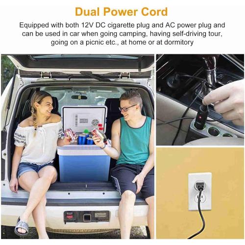 Electric Cooler and Warmer, 26 Quart/24 Liter Portable Thermoelectric Fridge with Collapsible Handle, Domestic & Car Plug in Refrigerator, for Home Camping Travel Picnics Use, 110V/12V