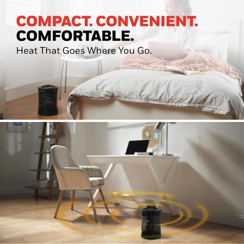 Honeywell HHF370B 360 Degree Surround Fan Forced Heater with Surround Heat Output Charcoal Grey Energy Efficient Portable Heater with Adjustable Thermostat & 2 Heat Settings , Black