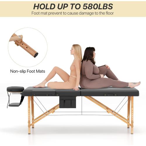 KCC Memory Foam Massage Table Premium Portable Foldable Massage Bed Height Adjustable, 84 Inches Long 28 Inchs Wide Home Salon Spa Bed Tattoo Table with Accessories &Carrying Case, Easy Set Up
