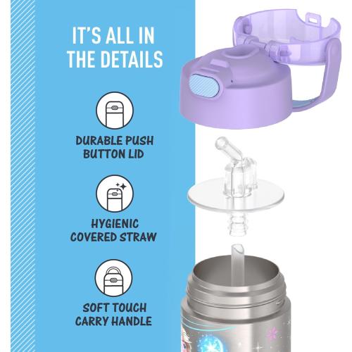 THERMOS FUNTAINER Water Bottle with Straw - 12 Ounce - Kids Stainless Steel Vacuum Insulated Water Bottle with Lid, Frozen 2