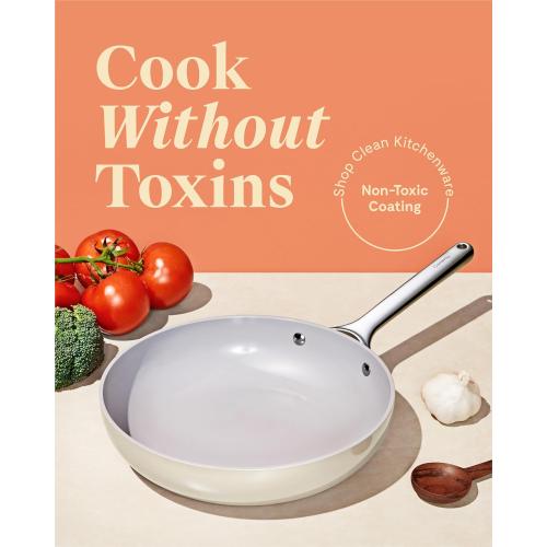 Caraway Nonstick Ceramic Mini Fry Pan (1.05 qt, 8) - Non Toxic, PTFE & PFOA Free - Oven Safe & Compatible with All Stovetops (Gas, Electric & Induction) - Cream