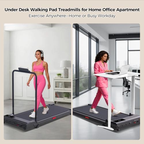 Walking Pad with Handle Bar, 2026 Upgrade Small Walking Pad Treadmill with Incline, 3.0HP Portable Under Desk Treadmill with Handles for Home Small, 0.6-7.6MPH, 350LBS