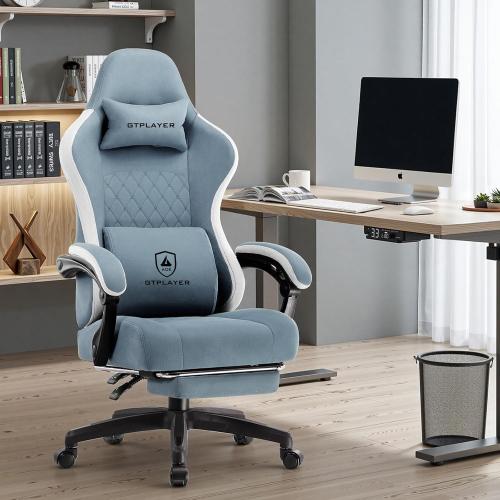 GTPLAYER Gaming Chair, Computer Office Chair with Pocket Spring Cushion, Linkage Armrests and Footrest, High Back Ergonomic Computer Chair with Lumbar Support Task Chair with Footrest