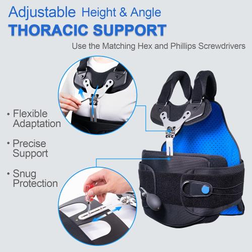 Nvorliy TLSO Full Back Brace for Back Pain Relief - Inflatable Airbag Thoracic Back Brace Orthosis Support for Compression Fracture, Pre or Post Op, Kyphosis, Scoliosis, Osteoporosis (XL)