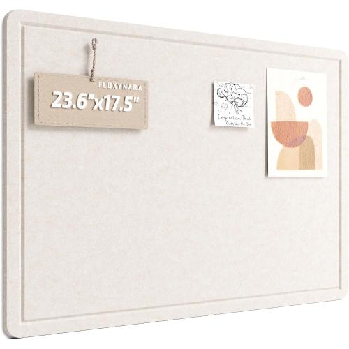 Fluxynara Bulletin Board, 23.6 x 17.5 Cork Board Alternative with 12 Safe Removable Adhesive Tabs, Foldable Felt Pin Board for Home Office, Classroom, Bedroom,Entryway for Walls—Oatmeal
