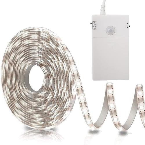 echosari Battery Operated Motion Sensor Cabinet Strip Lights, 9.8Ft 90 LED Counter Closet Strip Light, Motion & Night Sensor Safe Tape Light for Stairs Wardrobe Kitchen (Cool White)