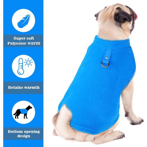 SATINIOR 4 Pieces Stretch Fleece Dog Sweater Polyester Warmer Vest Pullover Jacket with D-Ring Leash Cold Weather Coat Hoodie for Small and Medium Dogs(S,Gray, Green, Purple, Blue)