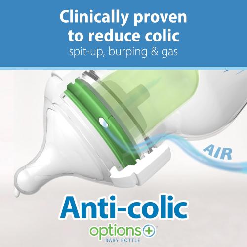 Dr. Brown's Natural Flow Anti-Colic Options  Wide-Neck Baby Bottles 5 oz/150 mL,with Level 1 Slow Flow Nipple, Pink 4 Pack, 0m