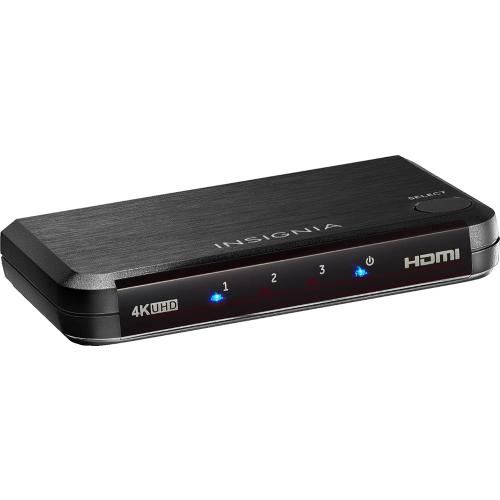 Insignia™ - 3-Port HDMI Switch with 4K and HDR Pass-Through - Black