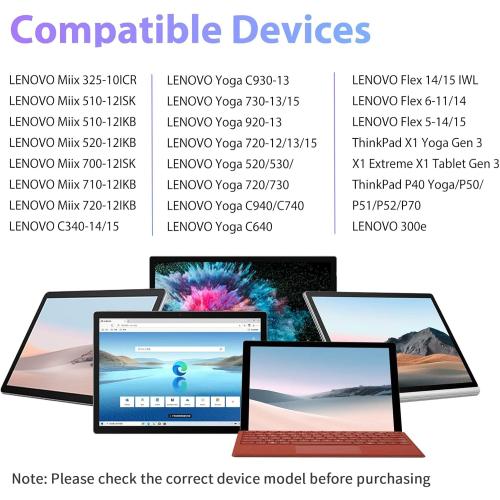 Digital Pen for Lenovo Touchscreen Laptop, Active Capacity Stylus Pen for Lenovo ThinkPad x1 Yoga Miix IdeaPad Flex 5/6 with 4096 Levels of Pressure(Check Compatible List Before Purchase)