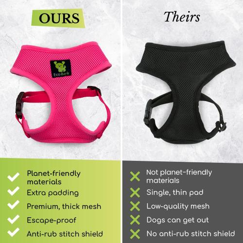 EcoBark Dog Harness - Eco-Friendly Max Comfort Harnesses - Luxurious Soft Mesh Halter - Over The Head Harness Vest- No Pull and No Choke for Puppy, Toy Breeds & Small Dogs (Medium, Camo)