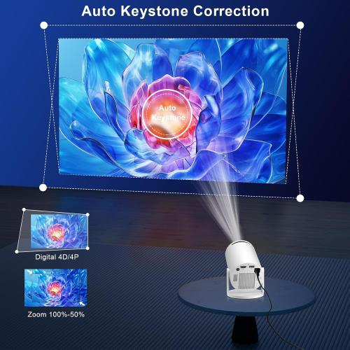 [2025 New] HY300PRO  Smart 4K Projector WiFi Bluetooth, Salange Mini Projector Android 11.0, Short Throw Projector 1080P HD, 180° Adjustable, Auto Keystone Correction, Outdoor Movie Projector Portable