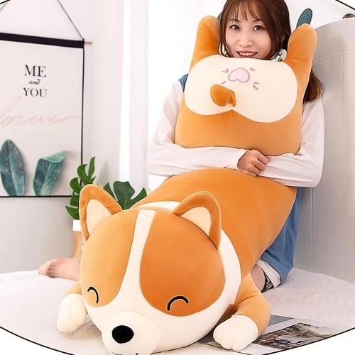 Shiba Inu Plush Pillow Stuffed Animal Dog 47.2inch Cute Corgi Akita Soft Plush Toy Comfort Cushion Gifts for Girls Boys (Orange, 120cm/47.2inch)