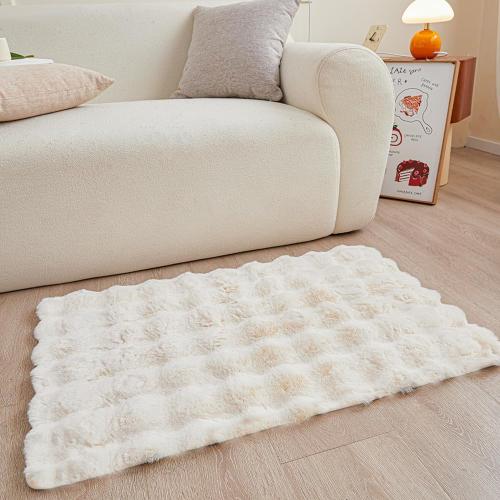 Creamy White Rabbit Plush, Fluffy Faux Fur Shaggy Area Rug