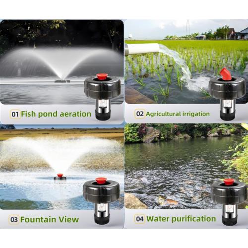 BLACK Pond Fountain Aerator, 1HP 15000 GPH Floating Fountain Pump with Timer & 100FT Cord, Stainless Steel Pond Jet System for Large Outdoor Ponds & Lakes