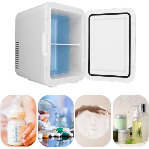 Mini Portable Fridge,6L Capacity,Portable Compact Refrigerator, Small Skin Care Fridge,for Skincare Beverage Food Medication Drink,for Home Office Car