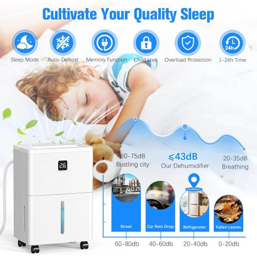 DEVERSE Max 25 Pints Dehumidifier for Home/Bedroom/Basement, 1500 Sq.Ft Coverage, with Drain Hose, Smart Humidity Control & Large Tank